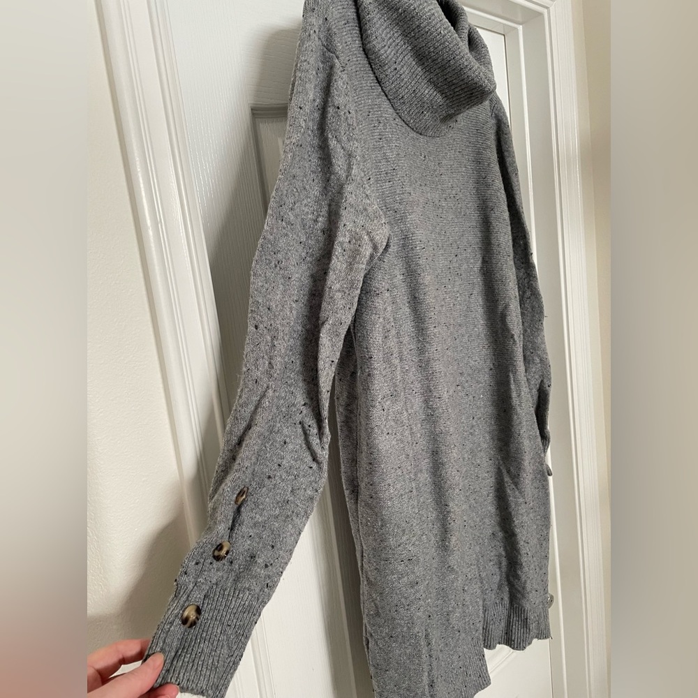 Time and Tru long sleeve cowl neck long tunic sweater dress XXLarge heather grey - Picture 2 of 8
